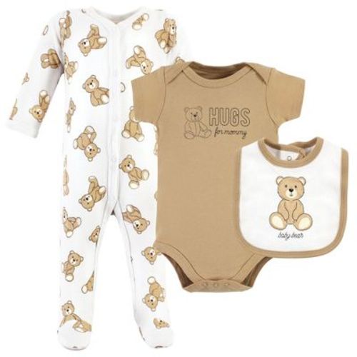Hudson Baby Cotton Sleep And Play, Bodysuit And Bandana Bib Set, Teddy Bears, 3-6 Months