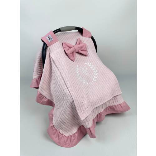 Car Seat Cover Baby Girl - Car Seat Cover with Mesh - Car Seat Canopy Blush - Personalized Baby Shower Gift - Baby Gift Embroidery