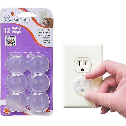 Dreambaby Plastic Baby Safety Outlet Plug Covers - 12 Pack - Outlet Covers Baby Proofing