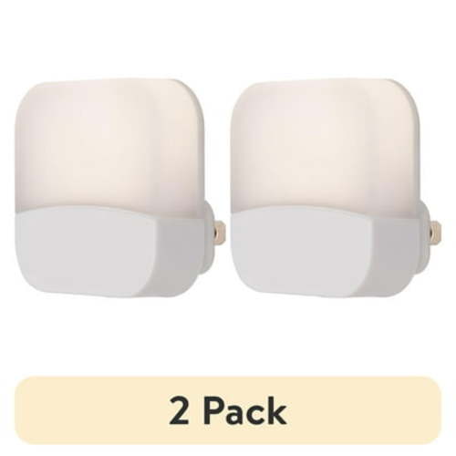 (2 pack) Great Value Mini LED Night Light, Light Sensing, 3000K, White,