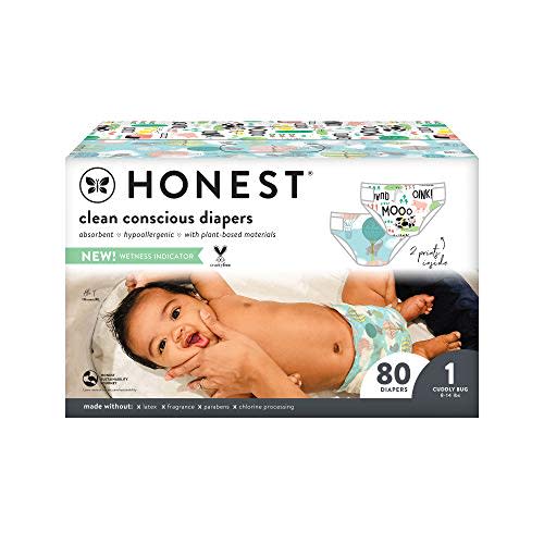 The Honest Company Clean Conscious Diapers, Above It All + Barnyard Babies, Size 1, 80 Count Club Box