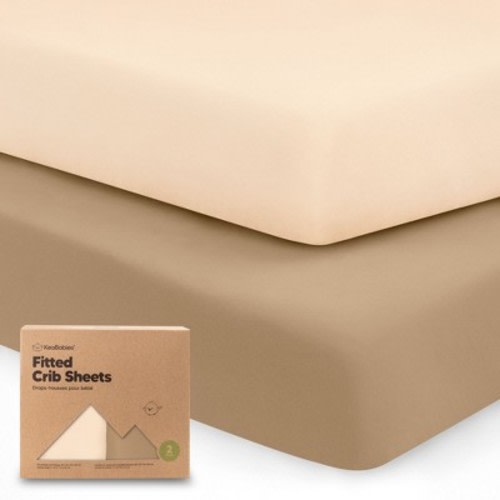 KeaBabies 2pk Soothe Fitted Crib Sheets Neutral, Organic Baby Crib Sheets, Fits Standard Nursery Baby Mattress, Color: Pecan