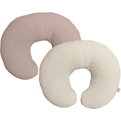 Nursing Pillow Cover,Muslin Cotton,Removable Cover for Breastfeeding Pillows, 2-Pack Pillow Covers, Ultra-Soft Baby Nursing Pillow, Fits Newborn Feeding Pillow 22.5IN*18IN (Sand)