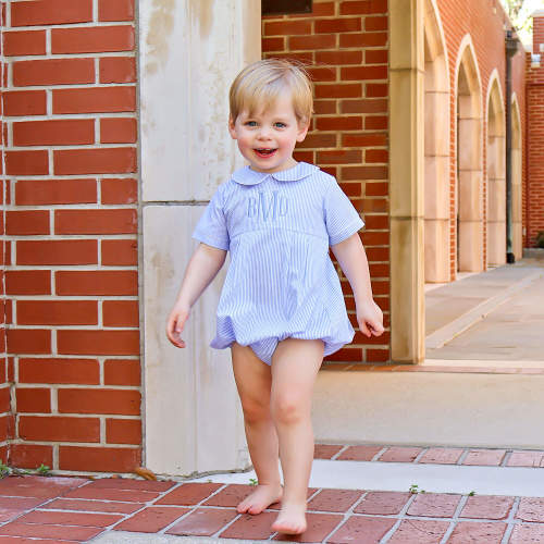 Cute Blue Stripe Collared Bubble