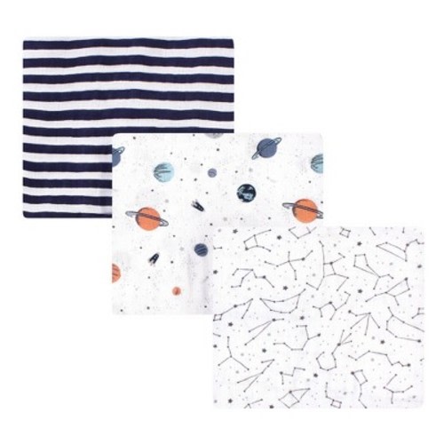 Hudson Baby Infant Boy Cotton Muslin Swaddle Blankets, Space, One Size