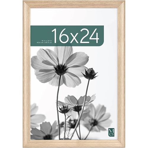 MCS Studio Gallery Classic 16x24 Poster Frame Natural Woodgrain, Vertical & Horizontal Wall Hanging Large Picture Frame for Photos, Posters & Art Prints (1-Pack)