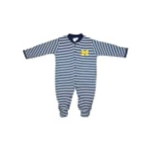 Michigan Wolverines BLUE Baby Striped Footed Romper Pajamas - 35010073
