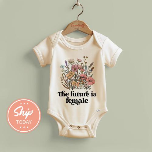 The Future Is Female Wildflower Onesies® Brand, Floral Baby Bodysuit, Feminist Baby Shower Gift, Activism Baby Clothes, (KA-WOM59)