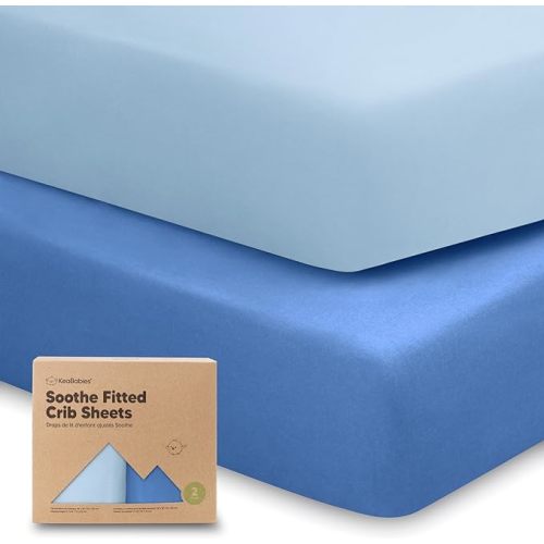 KeaBabies 2-Pack Organic Crib Sheets for Boys, Girls, Jersey Fitted Baby Crib Sheets Neutral, Cotton Breathable Crib Sheet, Cute Printed Crib Mattress Sheet, Baby Mattress Sheets (Cornflower)