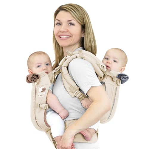 TwinGo Carrier - Air Model - Neutral - Great for All Seasons - Breathable Mesh - Fully Adjustable Tandem or 2 Single Baby Carrier for Men, Woman XS-XXL - Twins and Babies 10-45 lbs