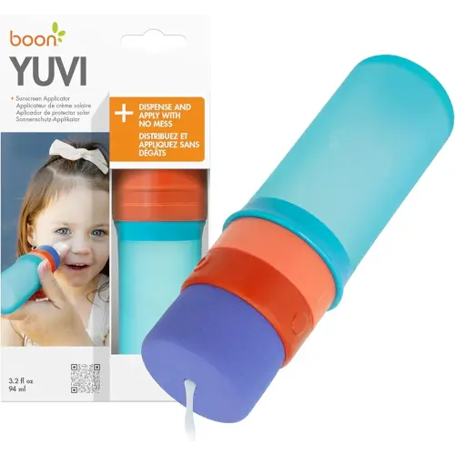 Boon Yuvi Sunscreen Applicator for Kids - Refillable and Spill Proof Kids Sunscreen Applicator with Soft Foam Sponge - Summer and Vacation Essentials - 3 Oz Travel Size - 1 Count