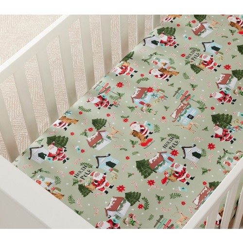 Candy Cane Village Organic Crib Fitted Sheet
