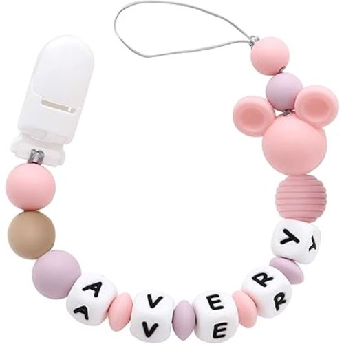 Personalized Stroller Clip with Name (Pink)