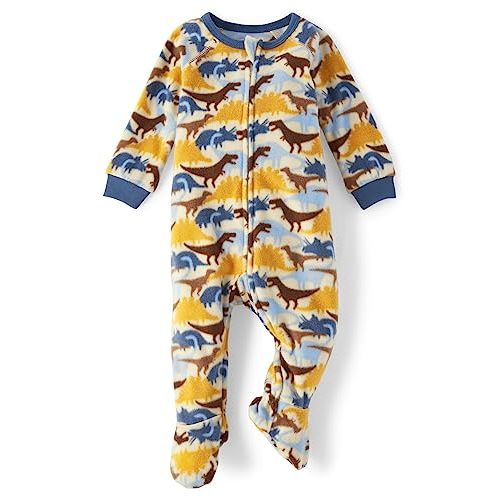 The Children's Place Baby Boys' and Toddler Fleece Zip-Front One Piece Footed Pajama