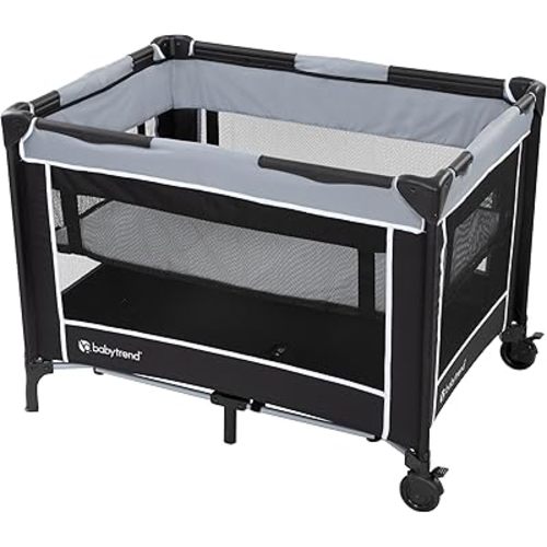 Baby Trend Portable Playard with Bassinet, Twinkle Grey