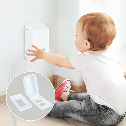 EUDEMON 1 Pack Baby Safety Electrical Outlet Cover Box Childproof Large Plug Cover for Babyproofing Outlets Easy to Install & Use (White)