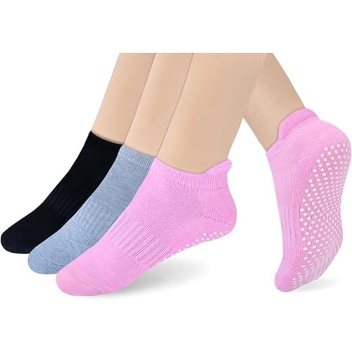 RATIVE Anti Slip Non Skid Barre Yoga Pilates Hospital Socks with grips for Adults Men Women