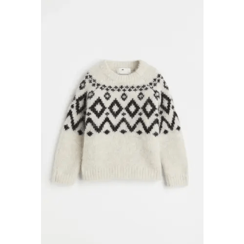 Jacquard-knit Wool-blend Sweater, Light gray/patterned, 6X/7 (6-8Y)