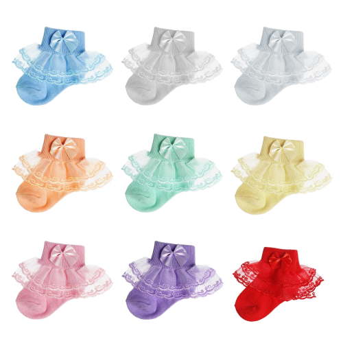 Qweryboo Toddler Ruffle Socks for Girls, Baby Frilly Lace Socks, Cute Princess Frilly Socks Lace Cotton Socks Infant Dress Socks for Newborn Infants Toddlers / 9 Pairs - 6-12 Months
