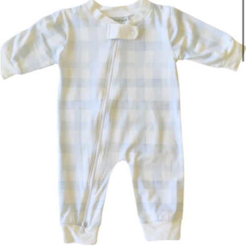 Gingham Zipper Bamboo Pajamas