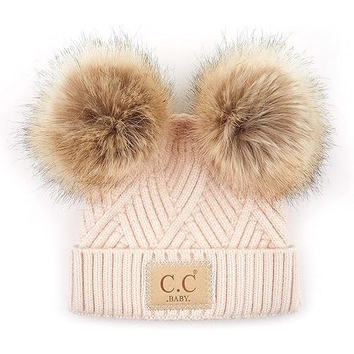 Funky Junque Baby Beanie Hat - Soft Knit Winter Cap with Double Pom Pom - Easter Pastels, Classic Solids, Value Packs