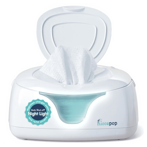Hiccapop Baby Wipe Warmer and Wet Wipes Dispenser with Changing Light, White