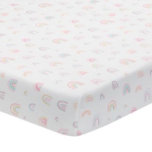 Lambs & Ivy Watercolor Pastel Rainbow 100% Cotton Baby Fitted Crib Sheet