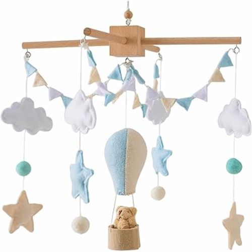 Baby Crib Mobile, Felt Ball Wind Chimes Hanging Decoration, Nursery Decor, Montessori Baby Bedroom Ceiling Wind Chime for Infant Boys Girls, Style A