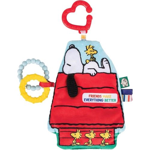 Kids Preferred Peanuts Plush and Sensory Crinkle Teether Toys for Newborn Baby Boys and Girls with On-The-Go Clip for Stroller and Car Seat, 10 inches