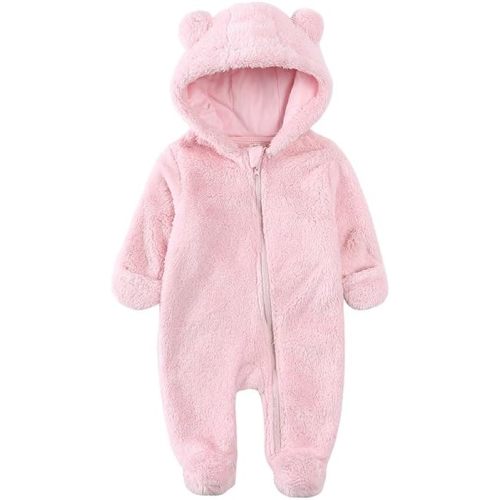 Baby Newborn Snowsuit Fleece Winter One-Piece Suit Cartoon Bear Warm Hooded Jumpsuit Outwear Outfits for Girls Boys