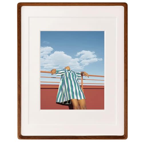 FLECHAZO 11x14 Picture Frame Wood with 5x7 and 8x10 Mat,Natural Solid Walnut Wooden Photo Frames 11 by 14 for Tabletop or Wall Display