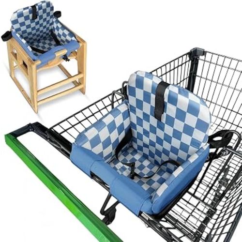 Shopping Cart Seat Cover for Baby, Blue Checkered