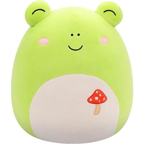 Squishmallows Original 14-Inch Wendy Green Frog with Mushroom Embroidery - Official Jazwares Plush (Large)