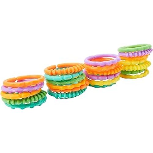 Bright Starts Lots of Links Rings Toys for Stroller or Carrier Seat, BPA-Free, Ages 0 Months Plus, Multicolor, 24 Count
