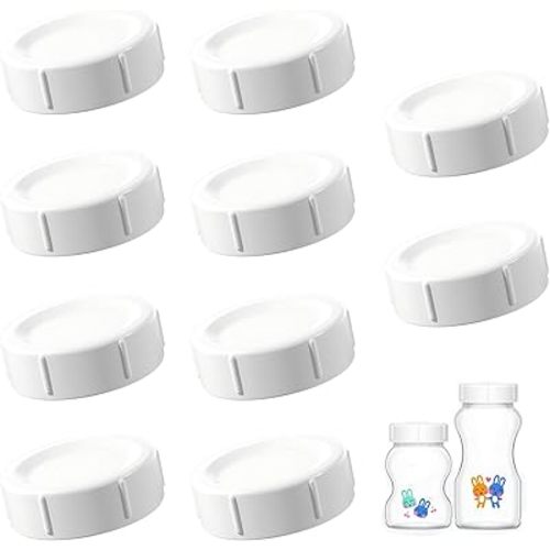 Travel and Storage Lids Compatible with Dr. Browns Wide Neck Baby Bottles, Replacement Airtight Caps Dr Brown Wide-Mouth, Pack of 10