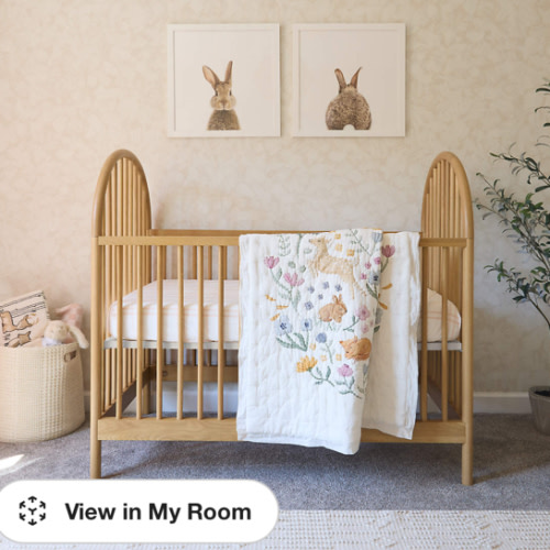 Wonderland Prairie Embroidered Organic Cotton Voile Baby Crib Quilt