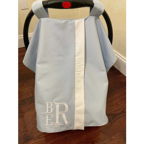 Car Seat Canopy - Light Blue with White - Just Baby Designs