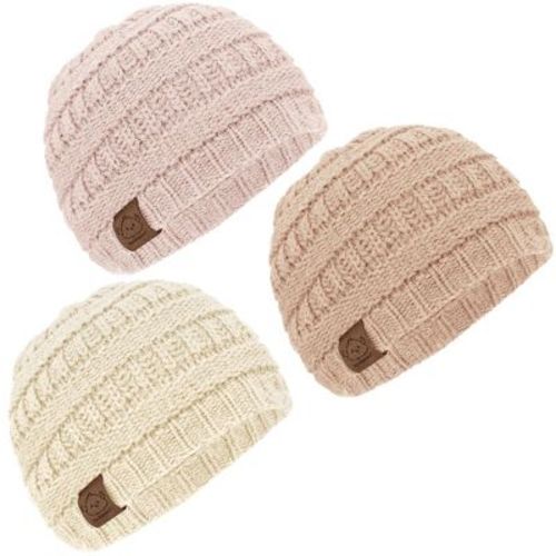 KeaBabies 3pk Warmzy Baby Beanies, 0-36 months Baby Hats, Baby Winter Hat for Newborn, Infant, Toddlers, Boys, Girls (Dune)