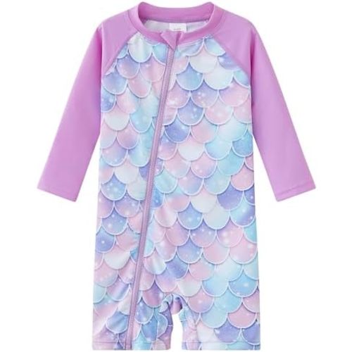 UMELOK Baby Girls' One Piece Swimsuit Full Zip UPF 50+ Sun Protection Swimwear Rash Guard Swim Suit