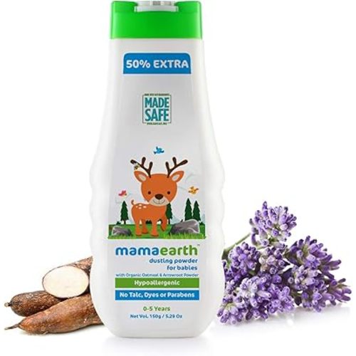 Mamaearth Dusting Powder for Babies | with Organic Oatmeal & Arrowroot | Talc-Free Baby Powder | for Diaper Rash, Sweat or Dry & Irritated Skin | 5.29 Oz/150g