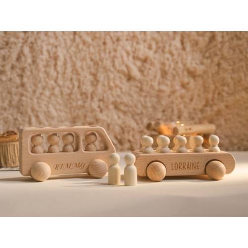 Custom Wooden Toy Bus Beech Wood Bus With Peg Dolls Wooden - Etsy