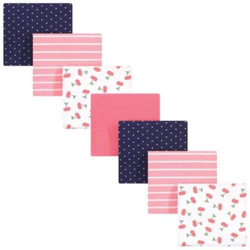 Hudson Baby Infant Girl Cotton Flannel Receiving Blankets Bundle, Cherry, One Size