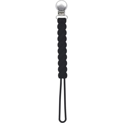 Three Little Tots All Silicone Modern, Short and Safety Tested Pacifier Clip (Black, Twist)