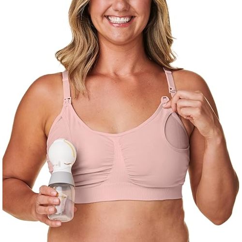 Bravado Designs Basics Hands Free Pumping & Nursing Bra, Wireless 2-in-1 Seamless Maternity Breastfeeding, Breast Pump Bra