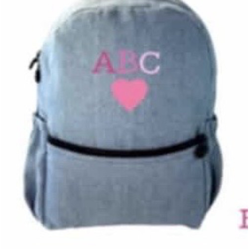 Denim Backpack - MEDIUM - Pink Ombré INITIALS ONLY (SLW) w. Heart