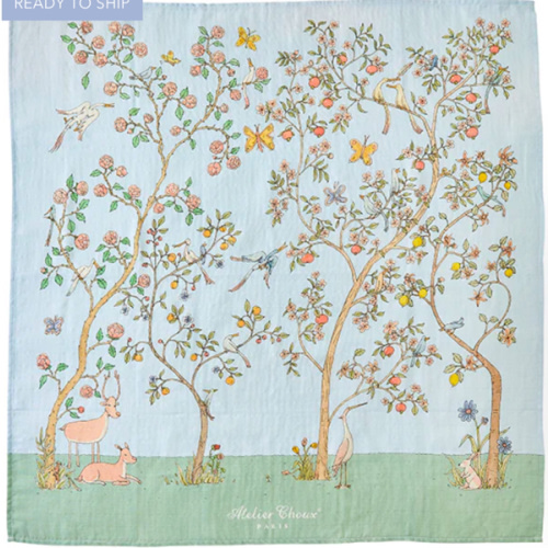 Atelier Choux Carré – In Bloom Blue Swaddle | Caitlin Wilson