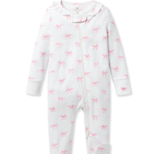 Baby's Pima Ruffle Collar Romper in Blushing Bows
