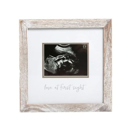 Pearhead Love at First Sight Sonogram Picture Frame, Gender Neutral Ultrasound Keepsake, Holiday Baby Gift, Christmas GIft For Expecting Parents, Ideal Pregnancy Gift, Baby Shower and Nursery Decor, 4” x 3” Photo Insert, Rustic