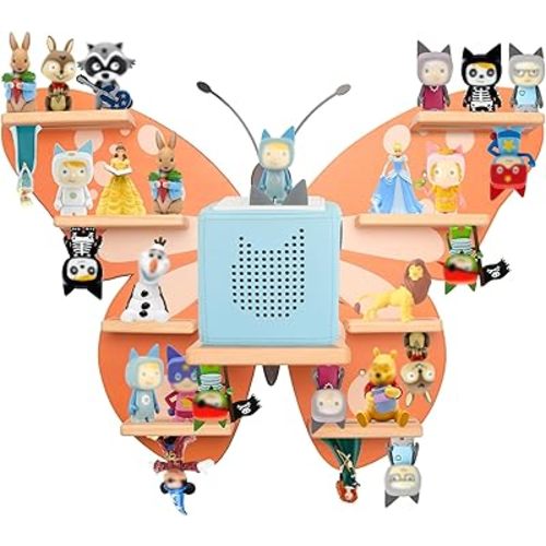 Butterfly for Tonies Box Organizer Storage Shelf Wall Mounted, Magnetic Floating Shelves for Toniebox Generation 1 & 2 Player Tonies Figures Characters, Charger, Display Collection 30~40 Characters