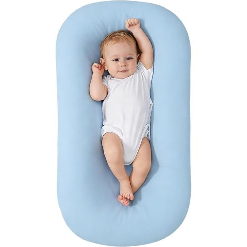 Baby Lounger for Newborn, Portable Infant Support Cushion Lounger for Newborn Supervised Use, Baby Essentials Gift (Blue)